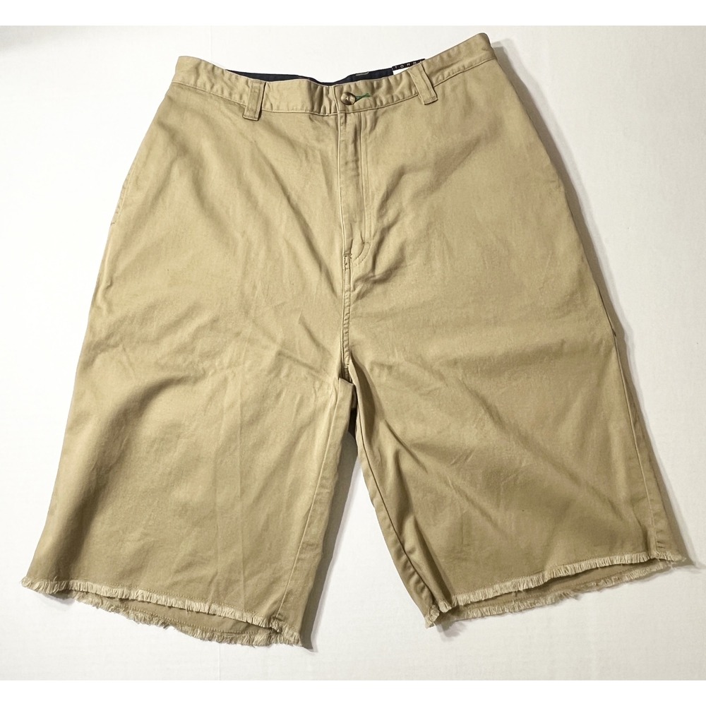 NWT Tommy Hilfiger Chino Shorts Boys 18 Khaki Surf Frayed Hem Tan Back to School